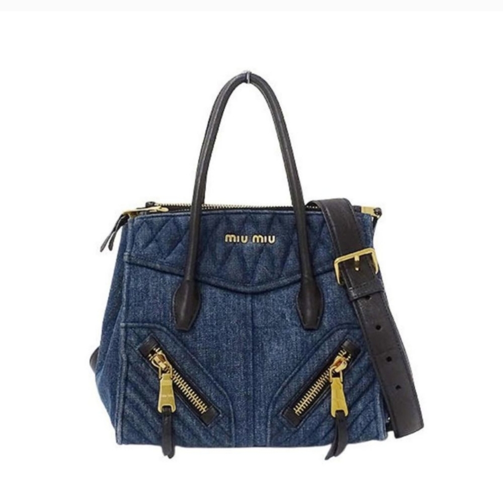 Mui mui biker denim bag